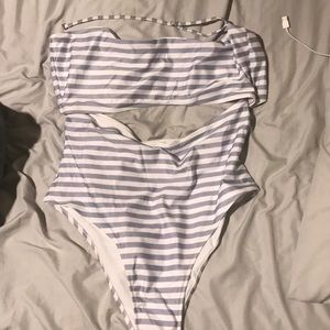 Grey and white swimsuit